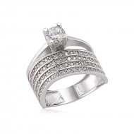 Gümüş Dört Sıra Tek Taş Bayan Yüzük Gümüş Dört Sıra Tek Taş Bayan Yüzük