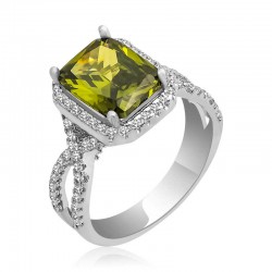 Gümüş Yeşil Baget Bayan Yüzük Gümüş Yeşil Baget Bayan Yüzük