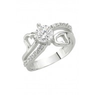 Gümüş Kalpli Tek Taş Bayan Yüzük Gümüş Kalpli Tek Taş Bayan Yüzük