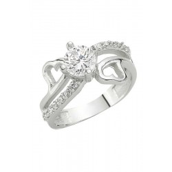 Gümüş Kalpli Tek Taş Bayan Yüzük Gümüş Kalpli Tek Taş Bayan Yüzük