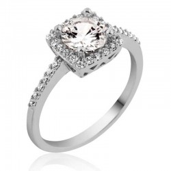 Gümüş Kare Tek Taş Bayan Yüzük Gümüş Kare Tek Taş Bayan Yüzük