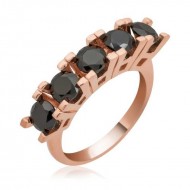 Gümüş Siyah 5 Taş Bayan Yüzük Gümüş Siyah 5 Taş Bayan Yüzük