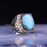 Gümüş Turkuaz Taşlı Kare Erkek Yüzük Gümüş Turkuaz Taşlı Kare Erkek Yüzük