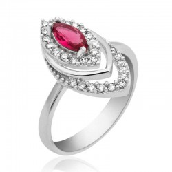 Gümüş Kırmızı Taşlı Mekik Yüzük Gümüş Kırmızı Taşlı Mekik Yüzük