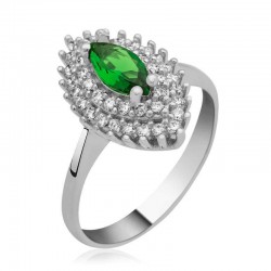 Gümüş Yeşil Mekik Bayan Yüzük Gümüş Yeşil Mekik Bayan Yüzük