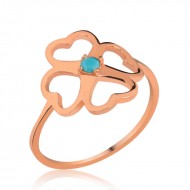 Gümüş Kalpli Yonca Bayan Yüzük Gümüş Kalpli Yonca Bayan Yüzük