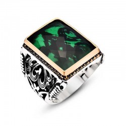 Gümüş Yeşil Zirkon Taşlı Erkek Yüzük Gümüş Yeşil Zirkon Taşlı Erkek Yüzük