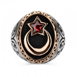 Gümüş Ay Yıldız Erkek Yüzük Gümüş Ay Yıldız Erkek Yüzük