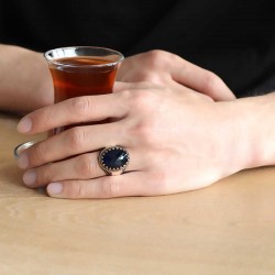 Gümüş Siyah Zirkon Taşlı Erkek Yüzük Gümüş Siyah Zirkon Taşlı Erkek Yüzük