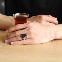 Gümüş Yeşil Zirkon Taşlı Erkek Yüzük Gümüş Yeşil Zirkon Taşlı Erkek Yüzük