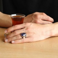 Gümüş Mavi Zirkon Taşlı Erkek Yüzük Gümüş Mavi Zirkon Taşlı Erkek Yüzük