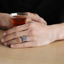 Gümüş Türk Bayrağı Ay Yıldız Erkek Yüzük Gümüş Türk Bayrağı Ay Yıldız Erkek Yüzük