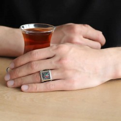 Gümüş Osmanlı Devlet Armalı Erkek Yüzük Gümüş Osmanlı Devlet Armalı Erkek Yüzük