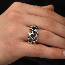 Gümüş Tribal Desenli Erkek Yüzük Gümüş Tribal Desenli Erkek Yüzük