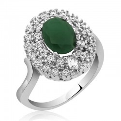 Gümüş Zümrüt Renkli Bayan Yüzük Gümüş Zümrüt Renkli Bayan Yüzük