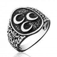 Gümüş Üç Hilal Erkek Yüzük Gümüş Üç Hilal Erkek Yüzük