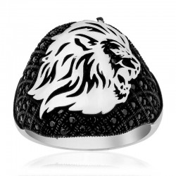 Gümüş Aslan Kafası Figürlü Erkek Yüzük Gümüş Aslan Kafası Figürlü Erkek Yüzük
