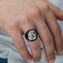 Gümüş Aslan Kafası Figürlü Erkek Yüzük Gümüş Aslan Kafası Figürlü Erkek Yüzük