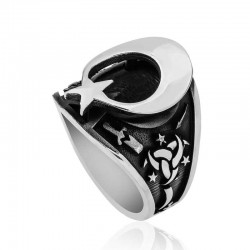 Gümüş Teşkilat-ı Mahsusa Armalı Ay Yıldız Erkek Yüzük Gümüş Teşkilat-ı Mahsusa Armalı Ay Yıldız Erkek Yüzük