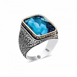 Gümüş Turkuaz Taşlı Kare Erkek Yüzük Gümüş Turkuaz Taşlı Kare Erkek Yüzük