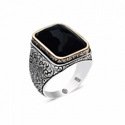 Gümüş Zirkon Siyah Taşlı Kare Erkek Yüzük Gümüş Zirkon Siyah Taşlı Kare Erkek Yüzük