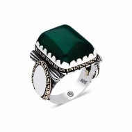 Gümüş Zirkon Yeşil Taşlı Kare Erkek Yüzük Gümüş Zirkon Yeşil Taşlı Kare Erkek Yüzük