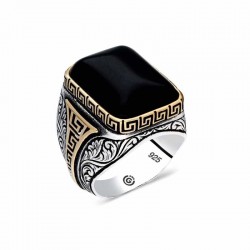 Gümüş Zirkon Siyah Taşlı Kare Erkek Yüzük Gümüş Zirkon Siyah Taşlı Kare Erkek Yüzük