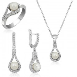 Gümüş İncili Bayan Set Gümüş İncili Bayan Set