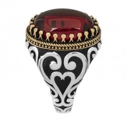 Gümüş Kırmızı Zirkon Taşlı Erkek Yüzük Gümüş Kırmızı Zirkon Taşlı Erkek Yüzük