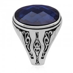 Gümüş Mavi Zirkon Taşlı Erkek Yüzük Gümüş Mavi Zirkon Taşlı Erkek Yüzük