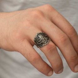 Gümüş Osmanlı Tuğrası Erkek Yüzük Gümüş Osmanlı Tuğrası Erkek Yüzük