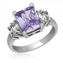 Gümüş Lila Baget Taşlı Bayan Yüzük Gümüş Lila Baget Taşlı Bayan Yüzük