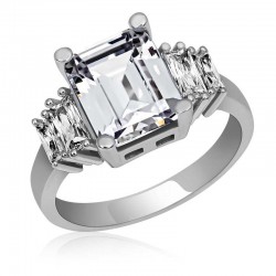 Gümüş Beyaz Baget Taşlı Bayan Yüzük Gümüş Beyaz Baget Taşlı Bayan Yüzük