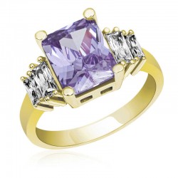 Gümüş Lila Baget Taşlı Bayan Yüzük Gümüş Lila Baget Taşlı Bayan Yüzük