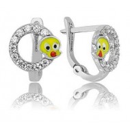 Gümüş Taşlı Kuş Çocuk Küpesi Gümüş Taşlı Kuş Çocuk Küpesi