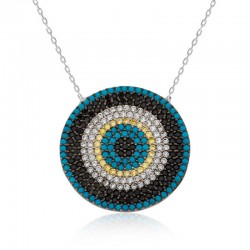 Gümüş Büyük Nazar Boncuğu Bayan Kolye Gümüş Büyük Nazar Boncuğu Bayan Kolye