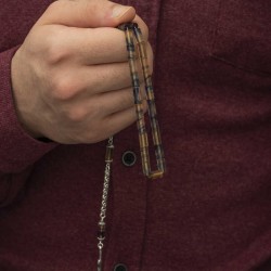 Gümüş Balta Püskül Ateş Kehribar Kesme Tesbih Gümüş Balta Püskül Ateş Kehribar Kesme Tesbih