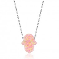 Gümüş Pembe Opal Fatma Ana Eli Bayan Kolye Gümüş Pembe Opal Fatma Ana Eli Bayan Kolye