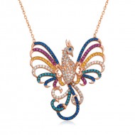 Gümüş Rose Zümrüdü Anka Kuşu Bayan Kolye Gümüş Rose Zümrüdü Anka Kuşu Bayan Kolye