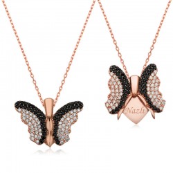 Gümüş Kişiye Özel İsimli Kelebek Kolye Gümüş Kişiye Özel İsimli Kelebek Kolye