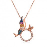 Gümüş Tek Taş Yüzüklü Kelebek Kolye Gümüş Tek Taş Yüzüklü Kelebek Kolye