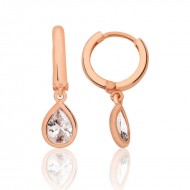 Gümüş Damla Taşlı Halka Küpe Gümüş Damla Taşlı Halka Küpe