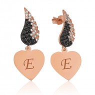 Gümüş Kanatlı Kalp Küpe Gümüş Kanatlı Kalp Küpe