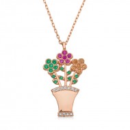 Gümüş Çiçek Buketi Bayan Kolye Gümüş Çiçek Buketi Bayan Kolye