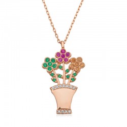 Gümüş Çiçek Buketi Bayan Kolye Gümüş Çiçek Buketi Bayan Kolye