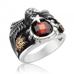 Gümüş Kartal Başlı Ay Yıldız Erkek Yüzük Gümüş Kartal Başlı Ay Yıldız Erkek Yüzük