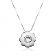Gümüş Tek Taş Çiçek Bayan Kolye Gümüş Tek Taş Çiçek Bayan Kolye