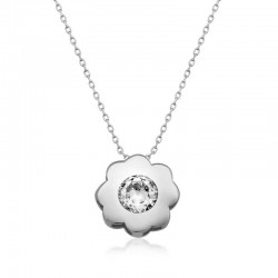 Gümüş Tek Taş Çiçek Bayan Kolye Gümüş Tek Taş Çiçek Bayan Kolye