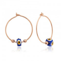 Gümüş Nazarlı Halka Küpe Gümüş Nazarlı Halka Küpe