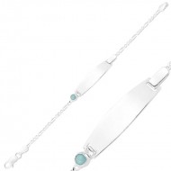 Gümüş Mavi Boncuklu Plaka Çocuk Bileklik Gümüş Mavi Boncuklu Plaka Çocuk Bileklik